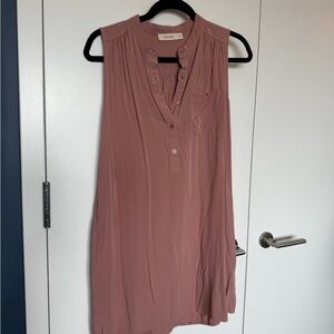 Pink Sleeveless Asymmetrical Dress with Mandarin Collar